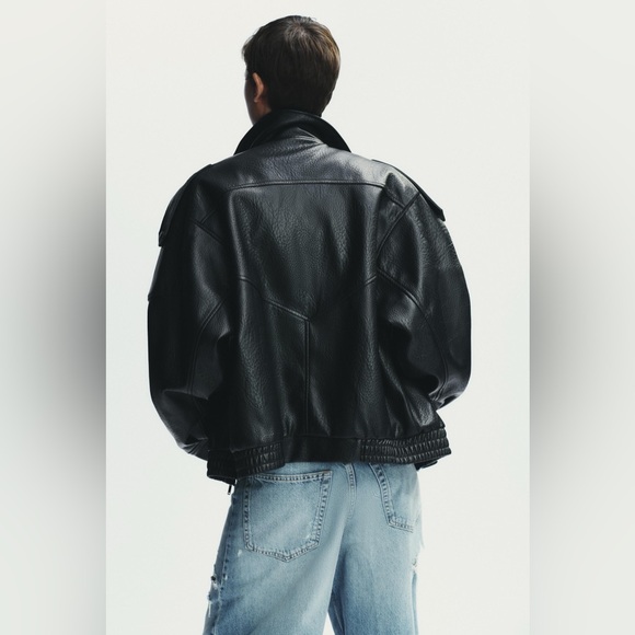 Zara FAUX LEATHER JACKET - Picture 9 of 13